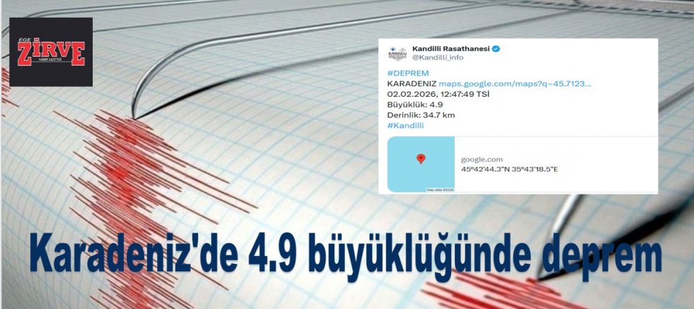 Karadeniz'de 4.9 büyüklüğünde deprem