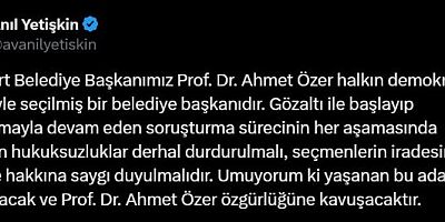 BAŞKAN YETİŞKİN’DEN ESENYURT BELEDİYE BAŞKANI ÖZER'E DESTEK MESAJI