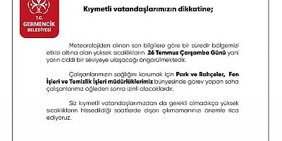 GERMENCİK BELEDİYESİ’NDEN SAHA PERSONELİNE SICAKLIK İZNİ