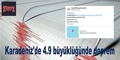 Karadeniz'de 4.9 büyüklüğünde deprem